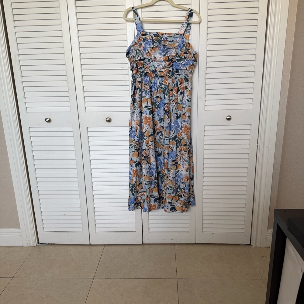 Floral Sleeveless Fruit Print Dress